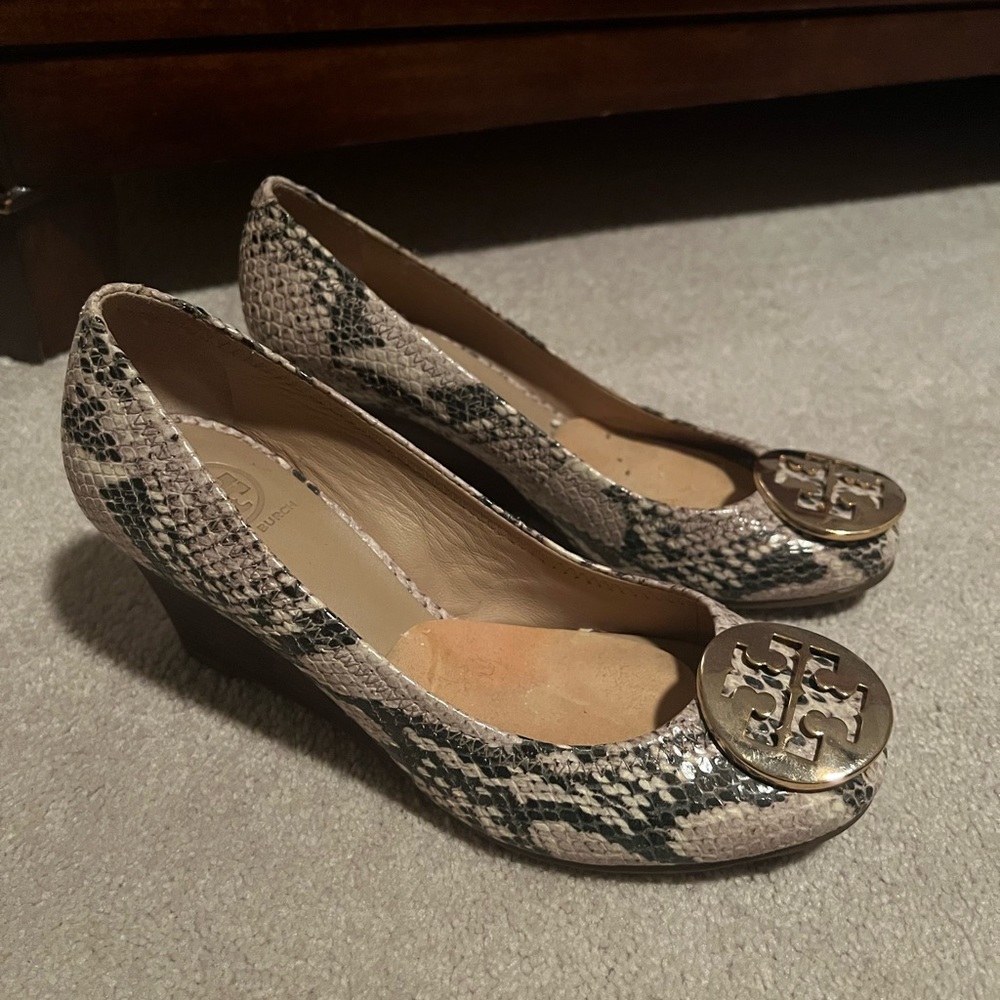 Tory Burch snakeskin wedges size 6.5